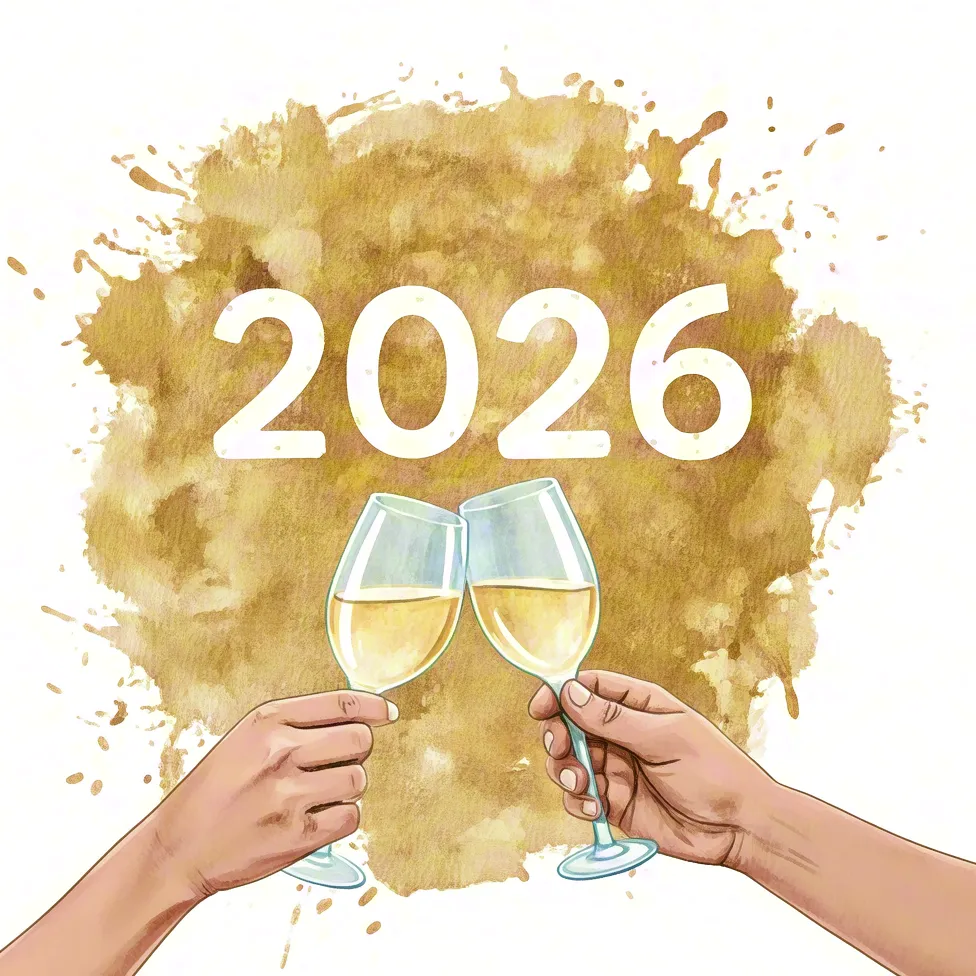 2026 Celebration with Champagne Glasses