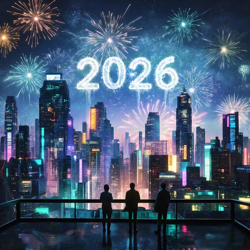 2026 Fireworks Over City Skyline