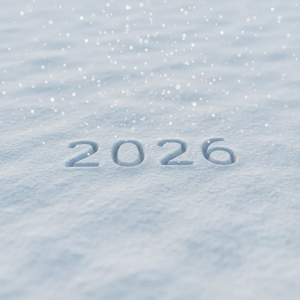 2026 written in soft winter snow
