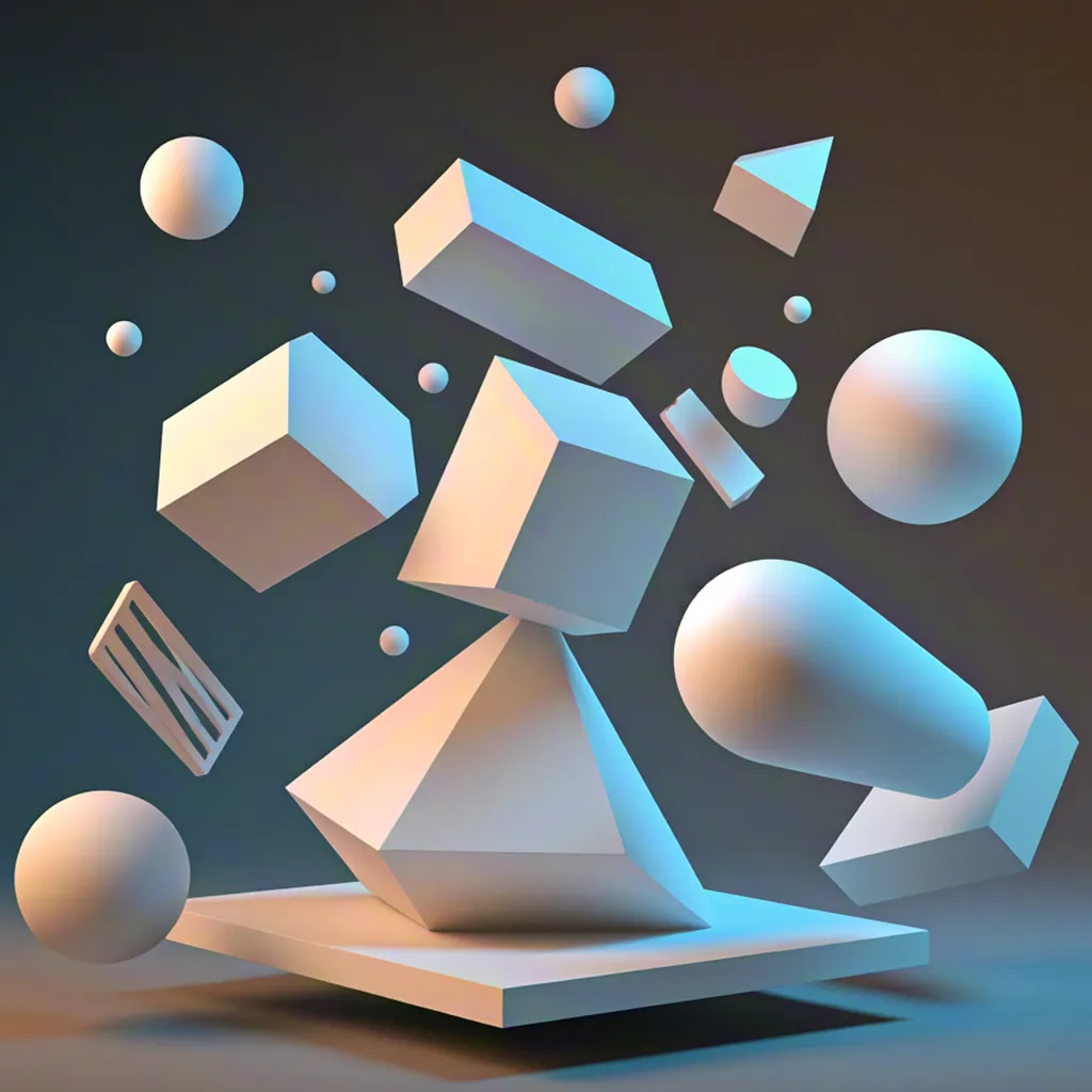 3D geometric shapes floating