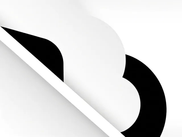 minimal abstract composition with black and white curved forms