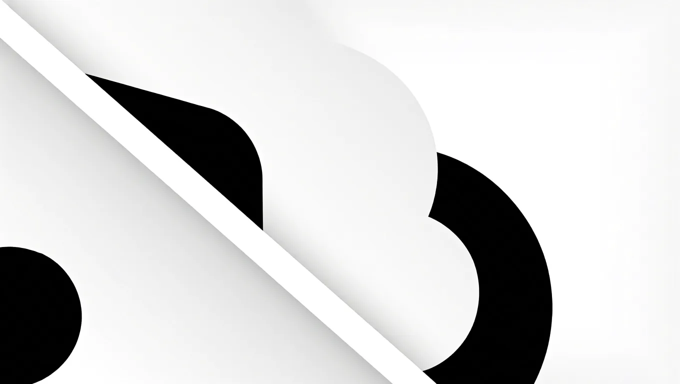 minimal abstract composition with black and white curved forms