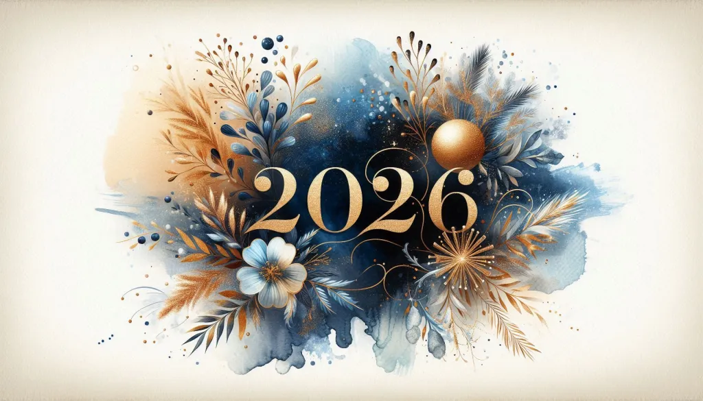 Abstract Gold and Blue 2026 Illustration