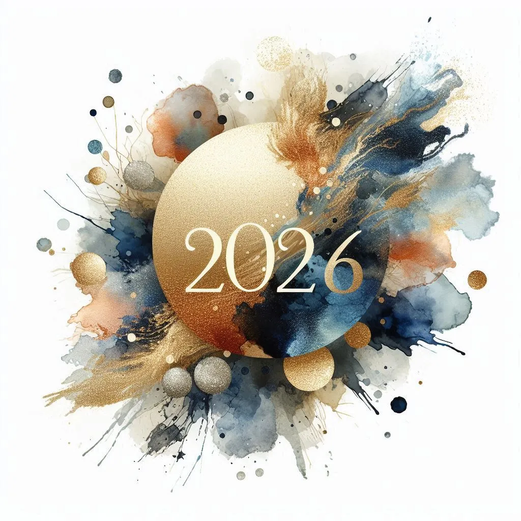 Abstract Golden 2026 Holiday Illustration