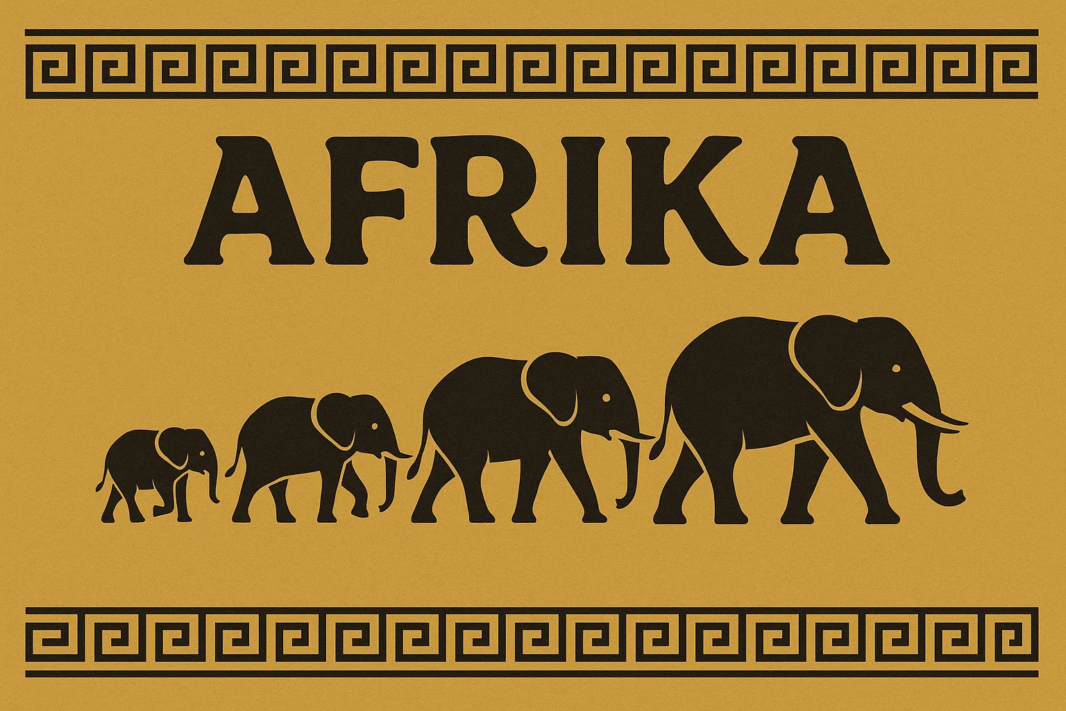 Africa themed poster with elephants and decorative border