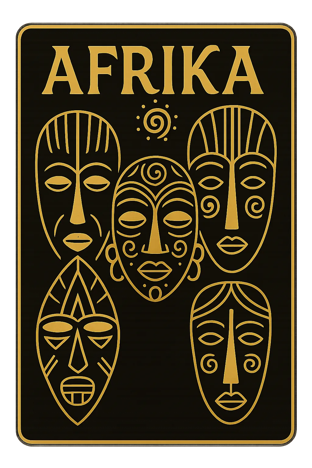 black and gold Africa tribal mask poster