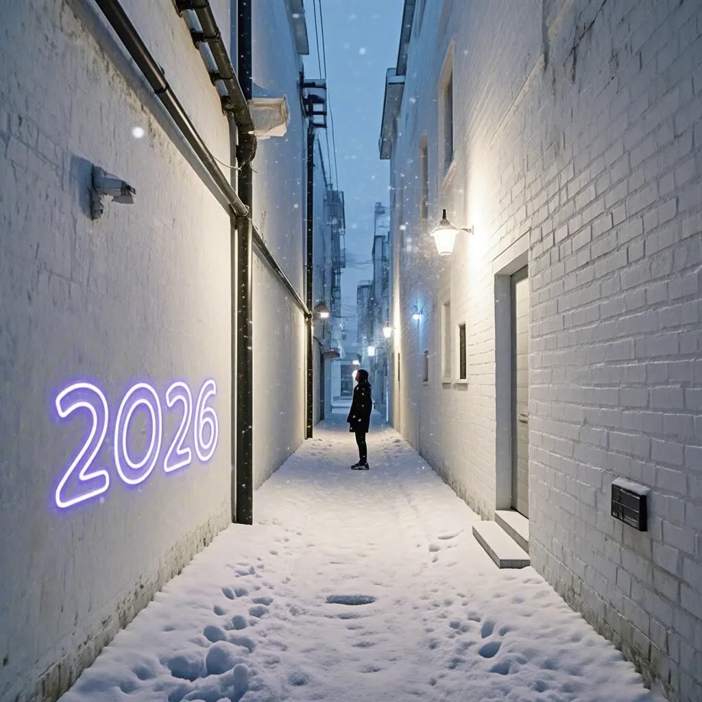 Alleyway with 2026 Neon Sign
