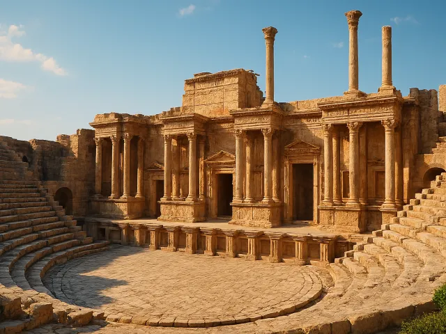 Old Roman amphitheater stone ruins