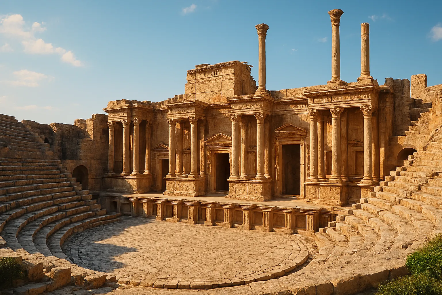 Old Roman amphitheater stone ruins