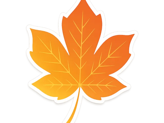 bright orange maple leaf with white outline