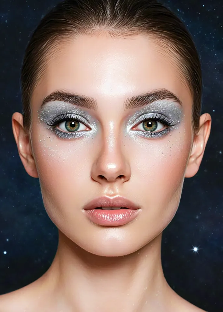 Beauty portrait with cool winter makeup