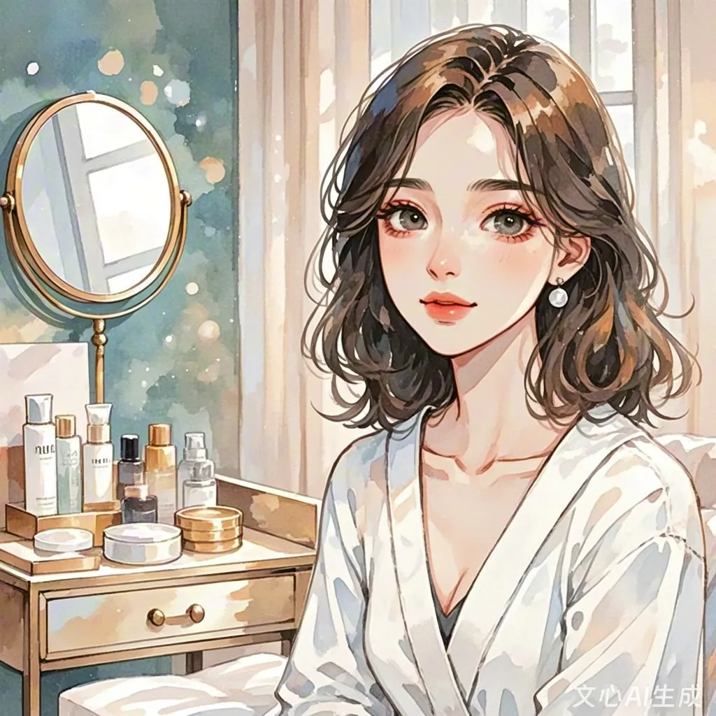 Beauty routine at home watercolor