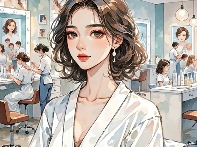 Young woman in a stylish salon interior during beauty session.