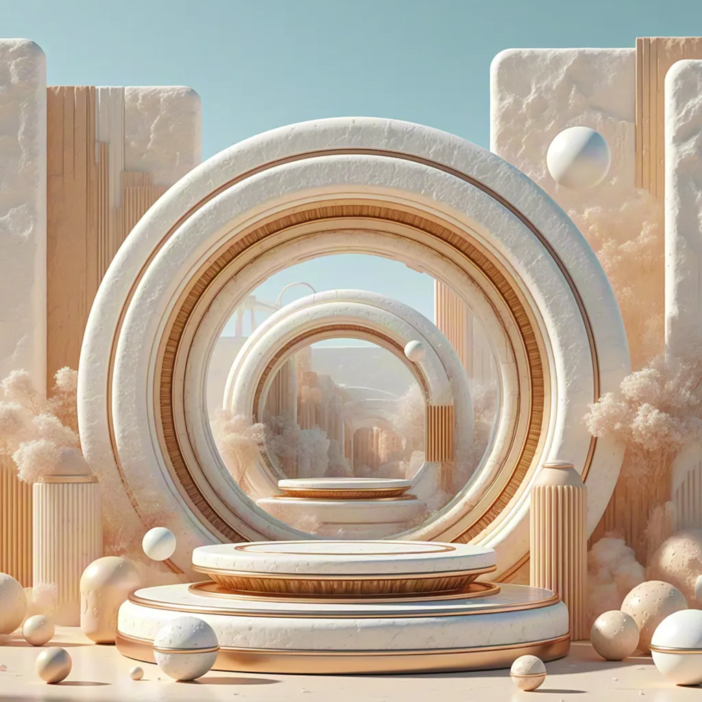 Beige 3D abstract stage || ernie ai**