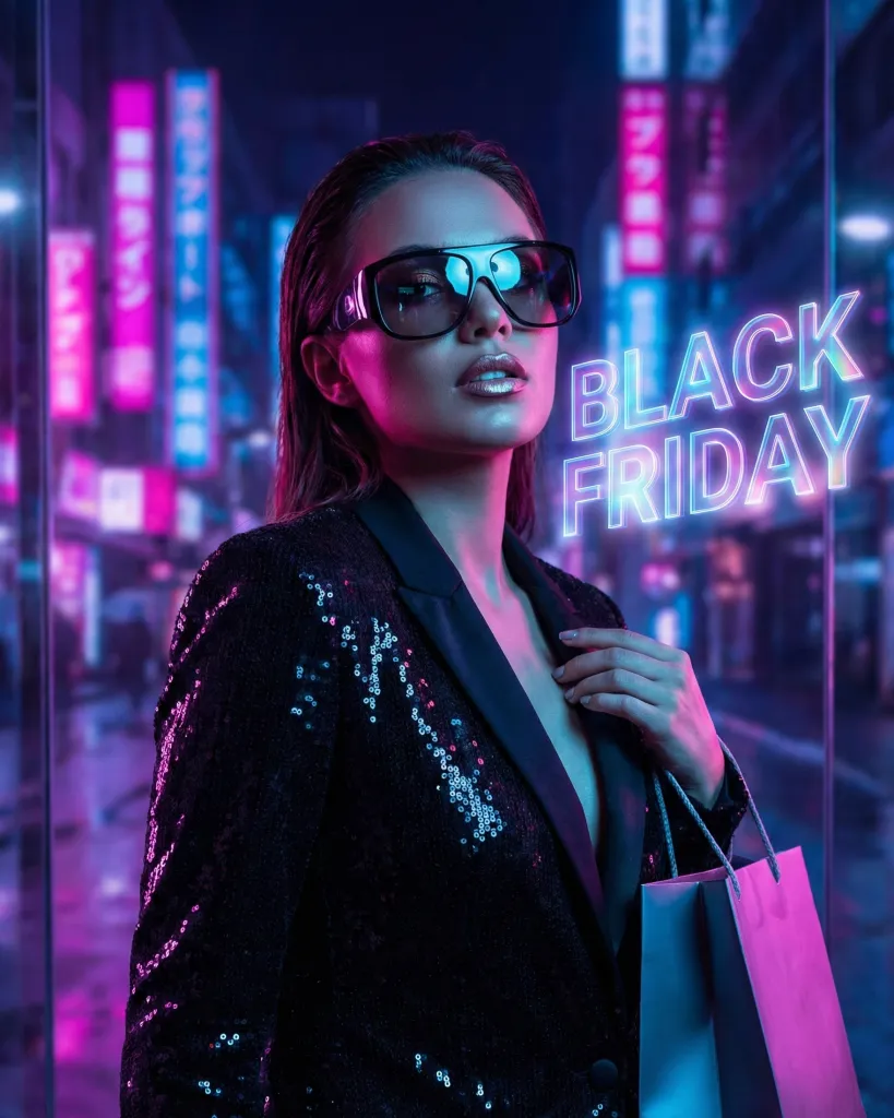 Black Friday neon fashion portrait