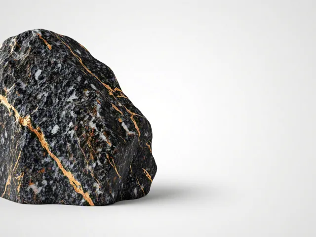 Rough black mineral rock macro