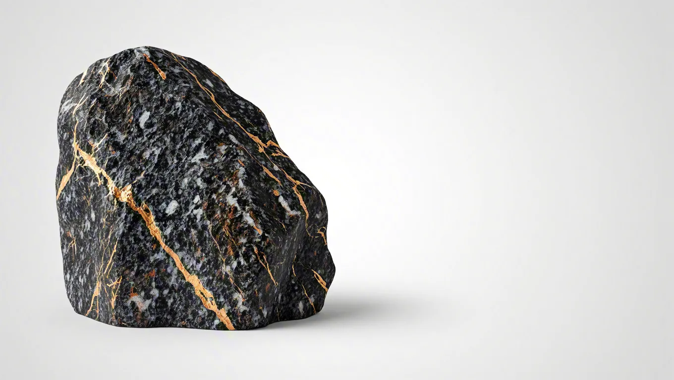 Rough black mineral rock macro