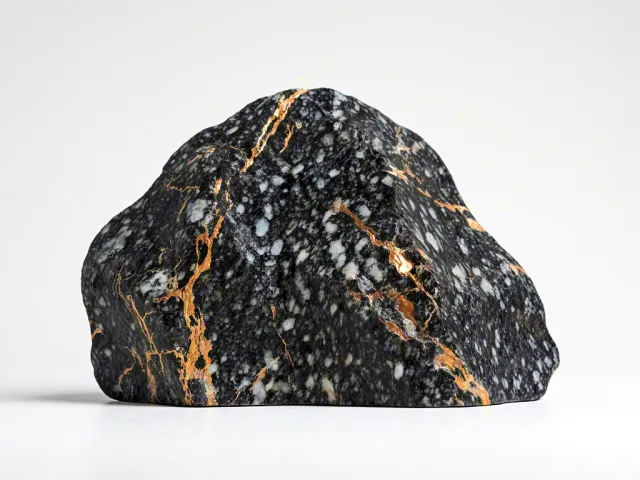 Rough black mineral stone macro shot