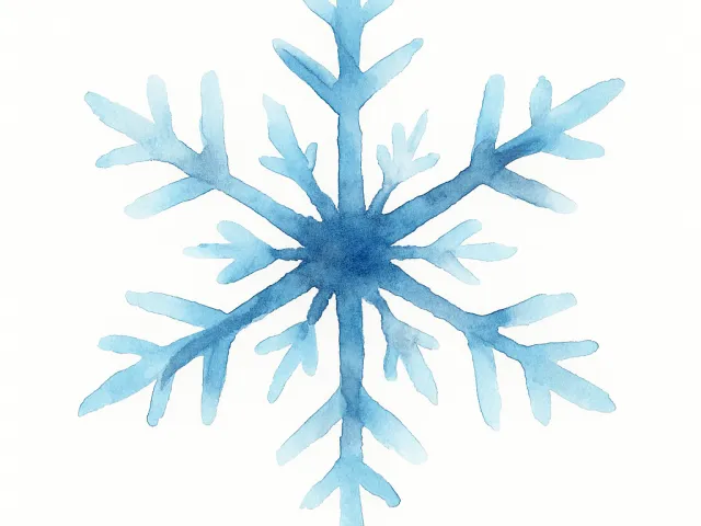 simple blue watercolor snowflake on white background
