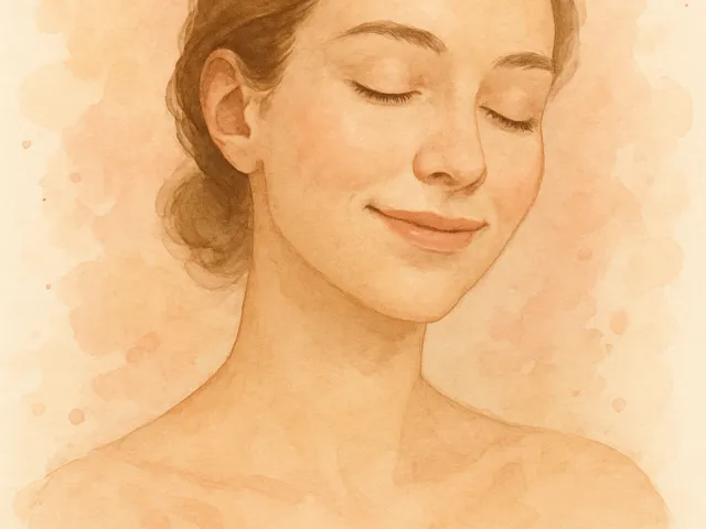 Watercolor portrait of a serene woman with eyes closed during relaxation. 5.