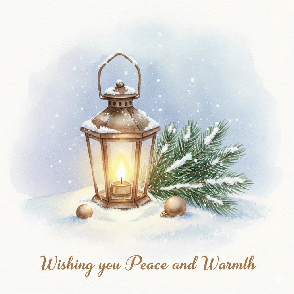 Christmas Lantern with Evergreen Branches