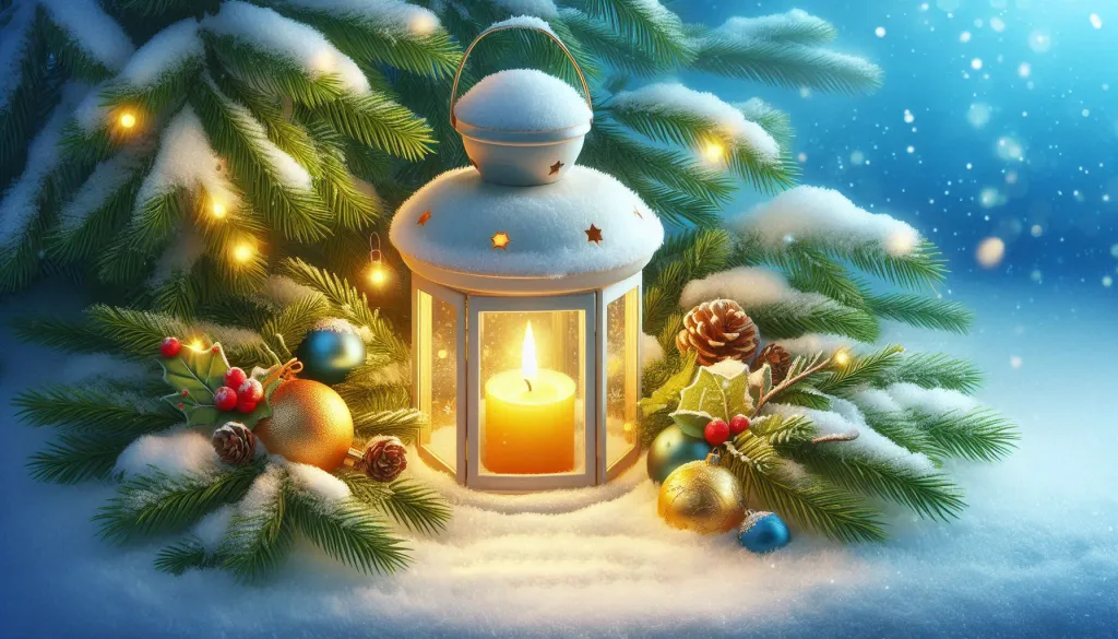 Christmas Lantern with Pine Branches