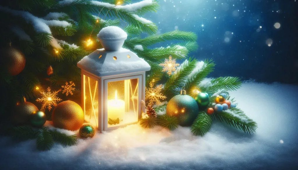 Christmas Lantern with Pine Branches