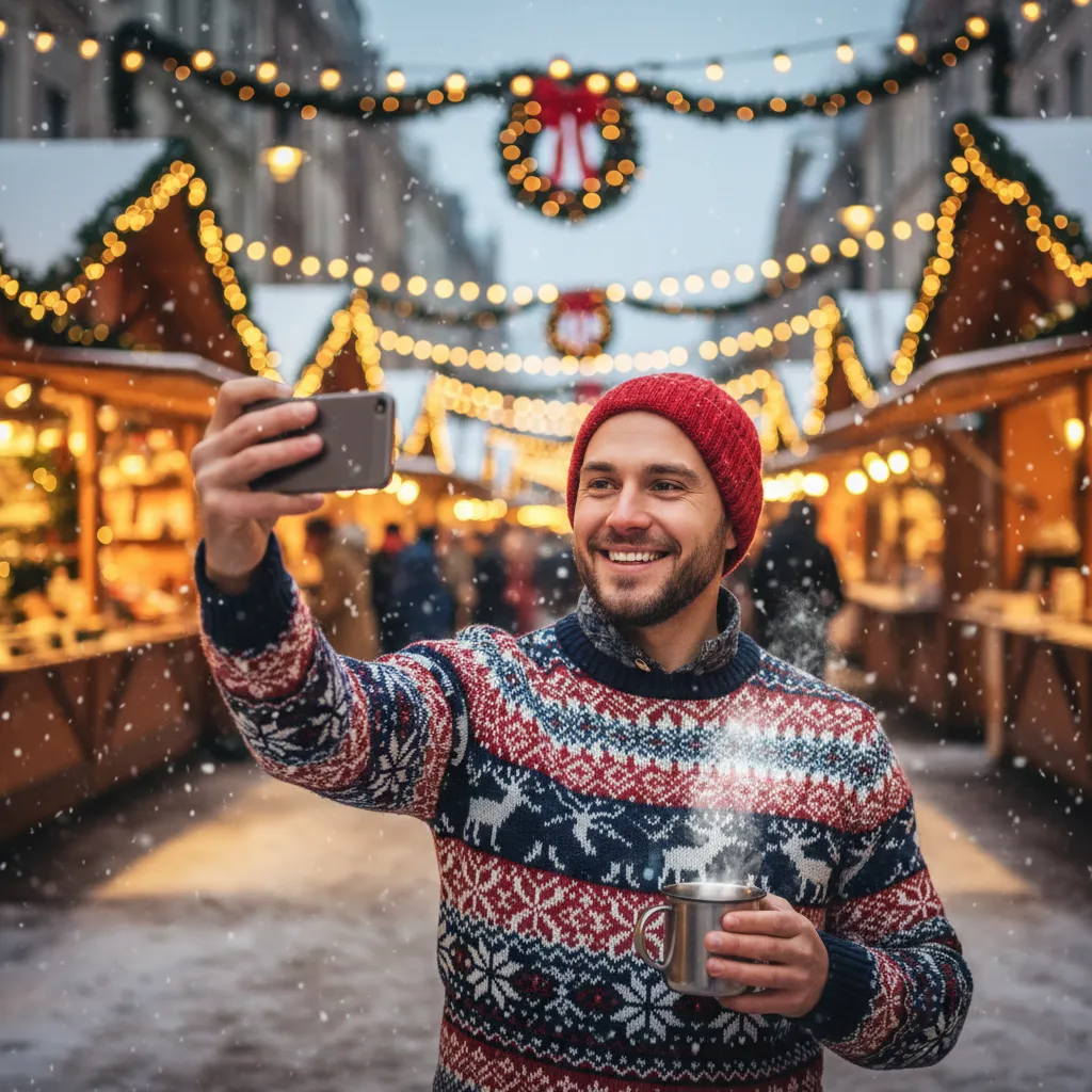Christmas Market Selfie Man