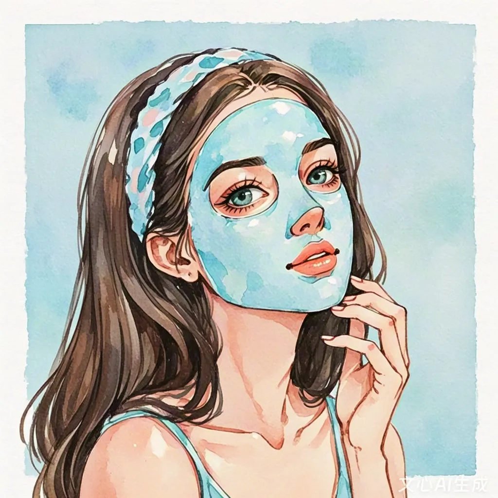 Clay mask skincare portrait illustration || AI: ERNIE