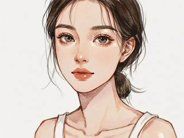 Minimal line-art portrait of a young woman with natural expression.