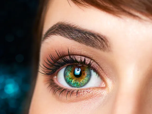 Detailed macro shot of woman’s green eye