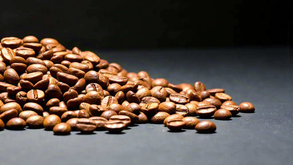 Coffee beans on dark surface