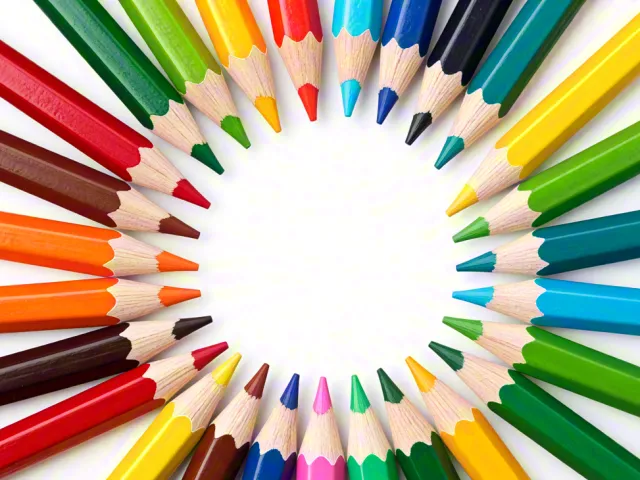 vibrant circular arrangement of multicolored pencils