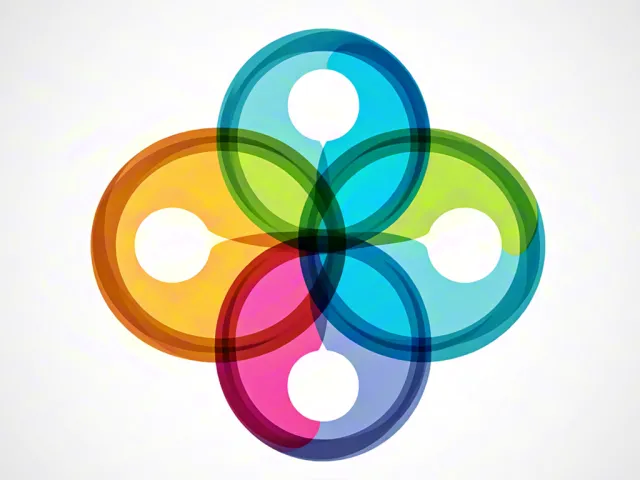 multicolor overlapping circular graphic icon