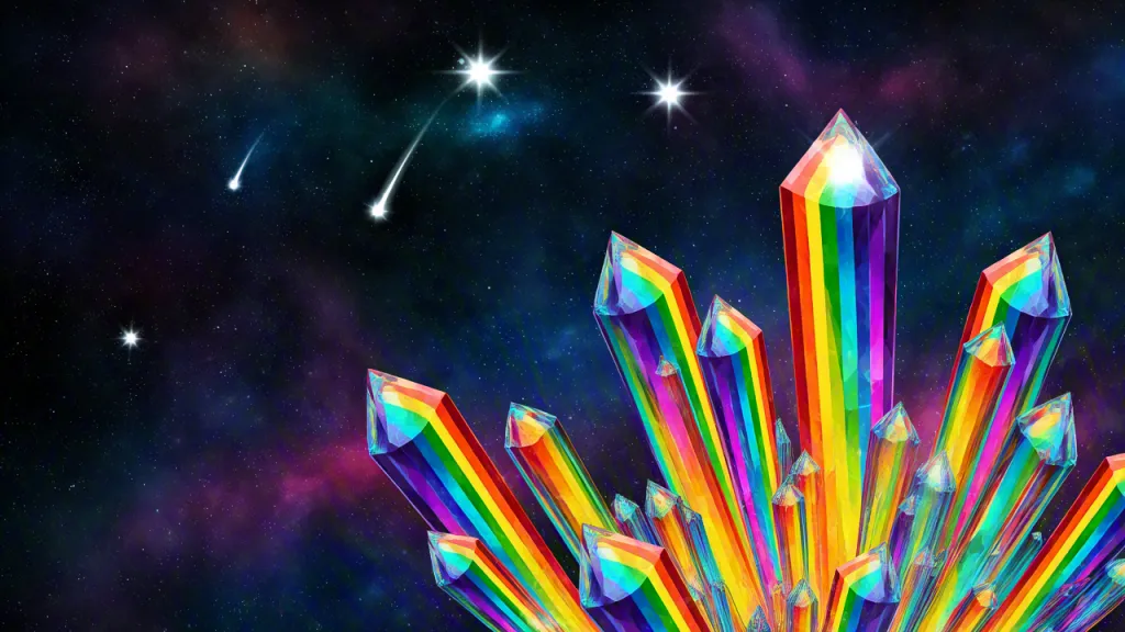 Colorful crystal cluster illustration