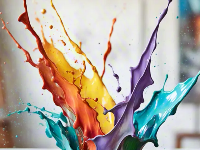 Vibrant splash of mixed liquid colors