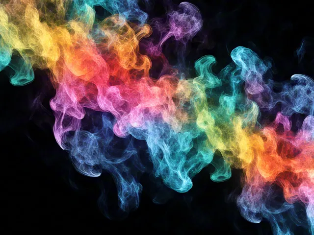 swirling multicolor smoke on black background
