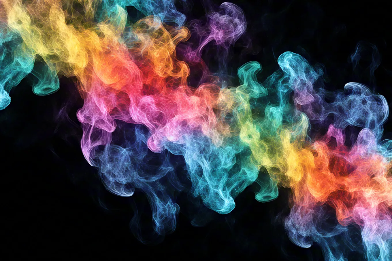 swirling multicolor smoke on black background