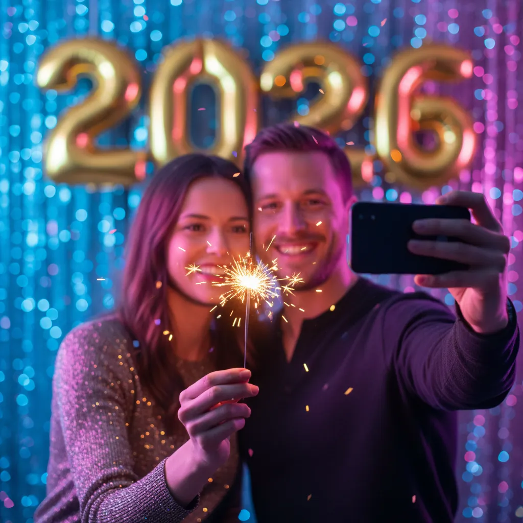 Couple Celebrating 2026 with Sparklers