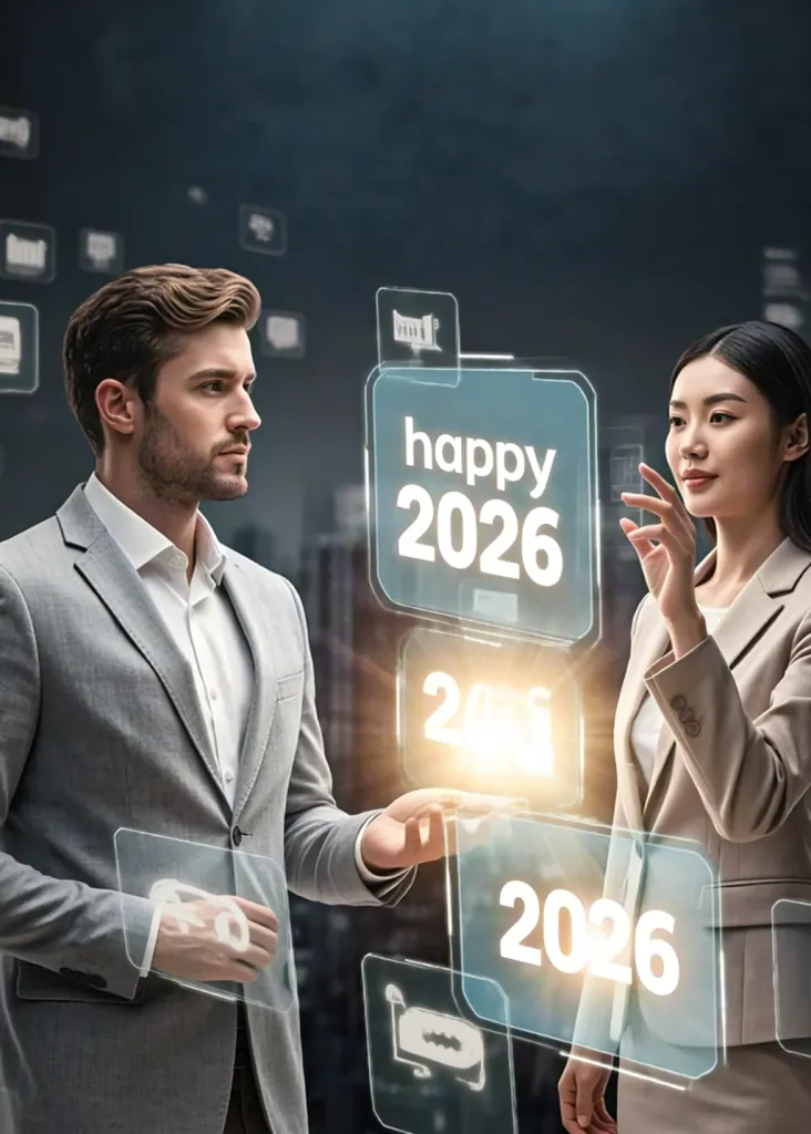 Couple Holding Happy 2026 Hologram