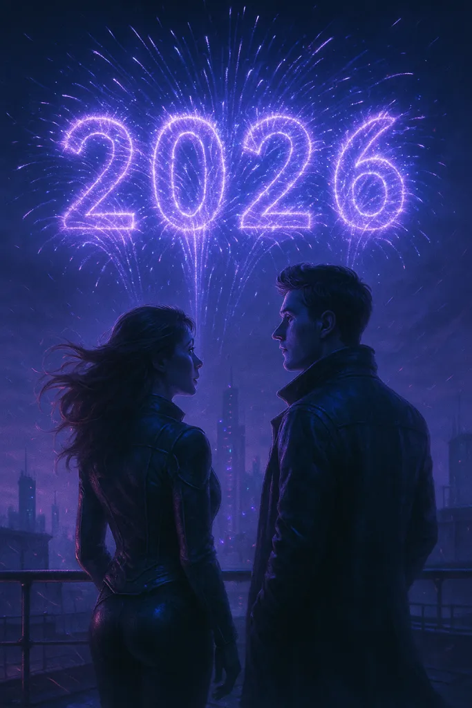 Couple Under Purple 2026 Neon Lights Futuristic Cyberpunk Scene