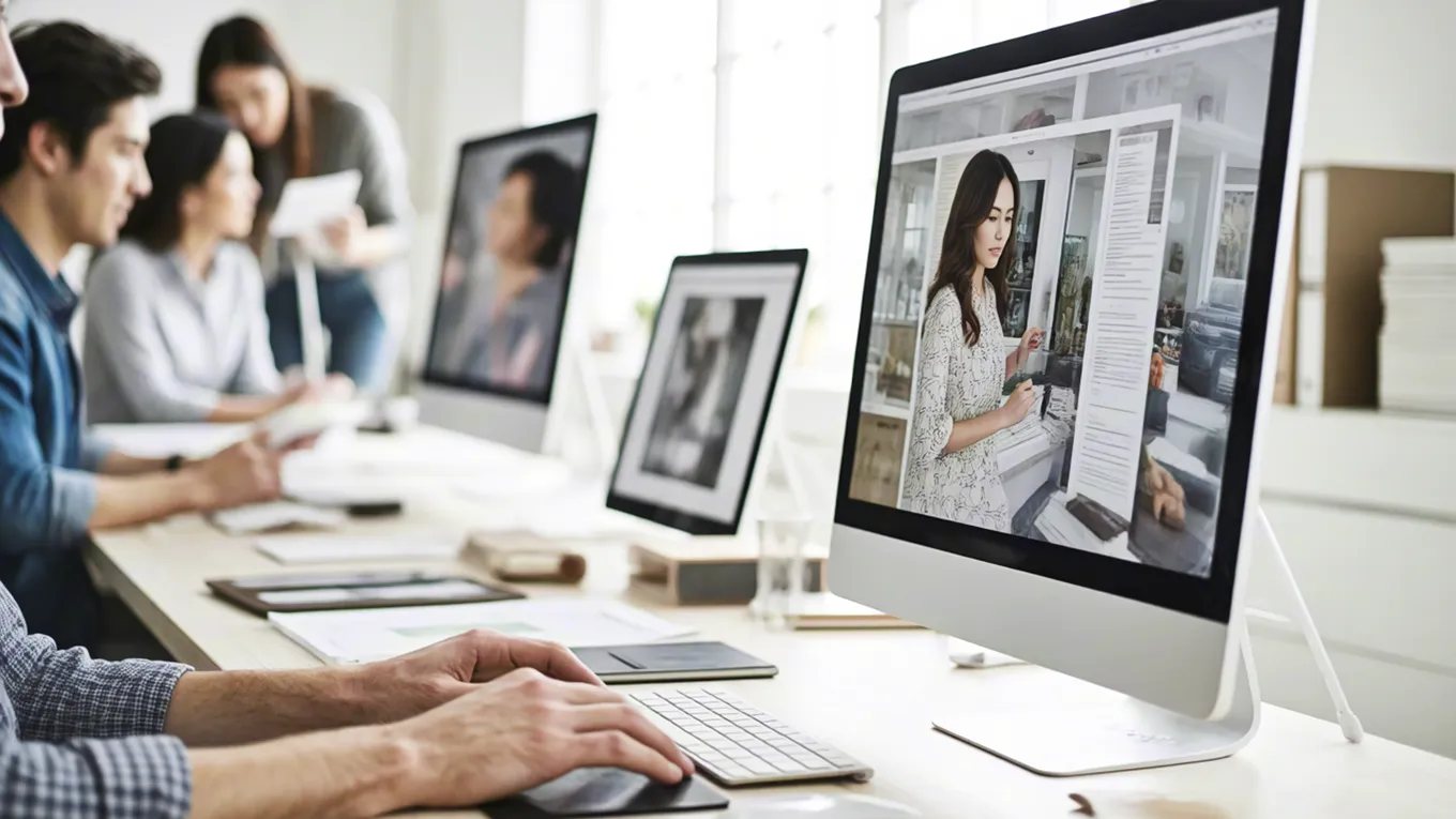 Designers working on computers in modern office