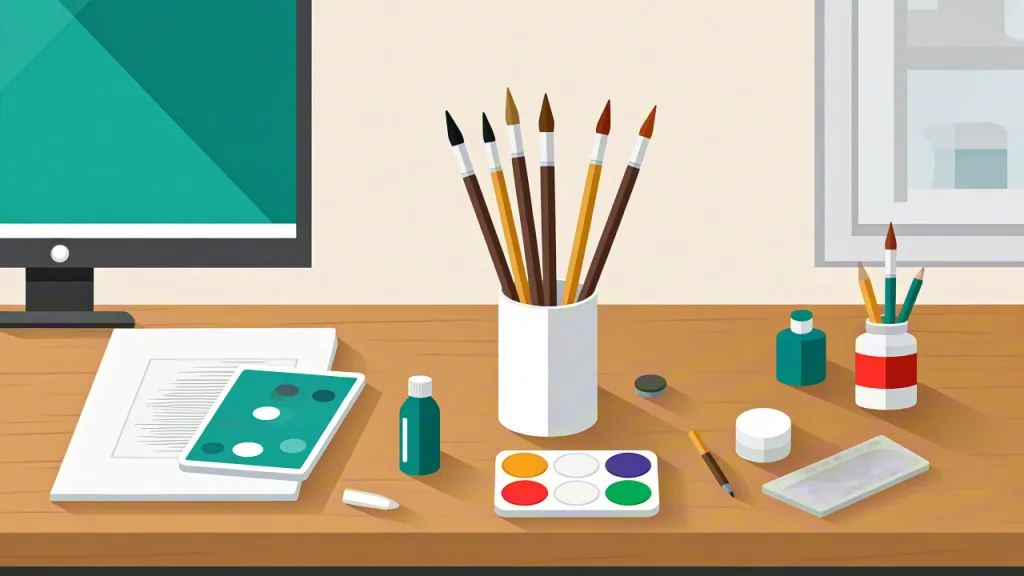 Creative workspace flat illustration