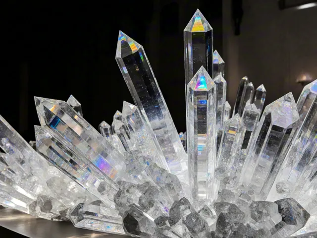 transparent quartz-like crystal formation