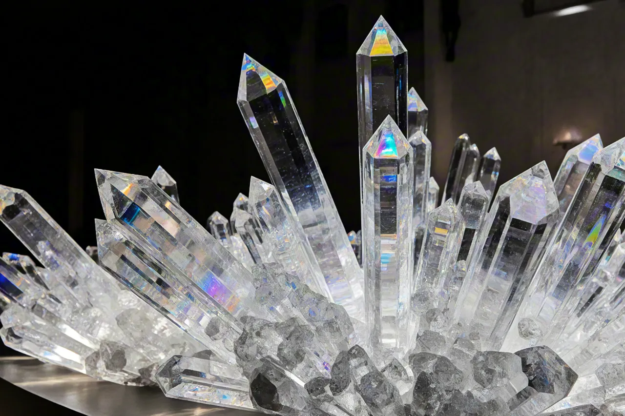 transparent quartz-like crystal formation