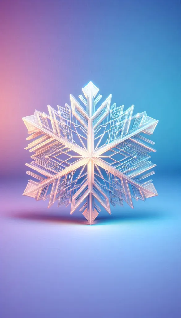 Crystal snowflake on pastel gradient background