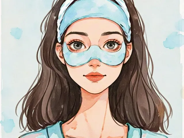 Cartoon-style portrait of a girl with headband and glasses in a self-care theme.