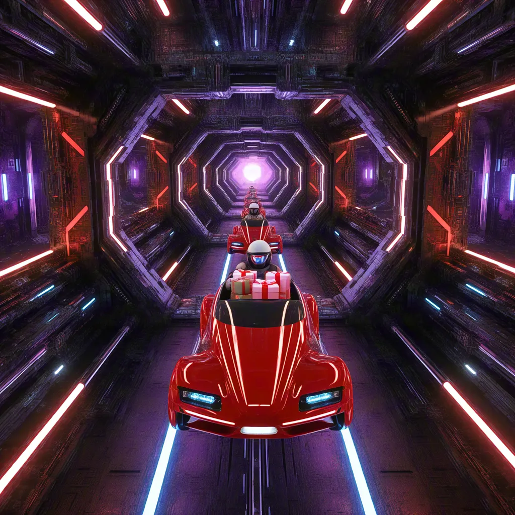 Cyber Racer in Futuristic Tunnel