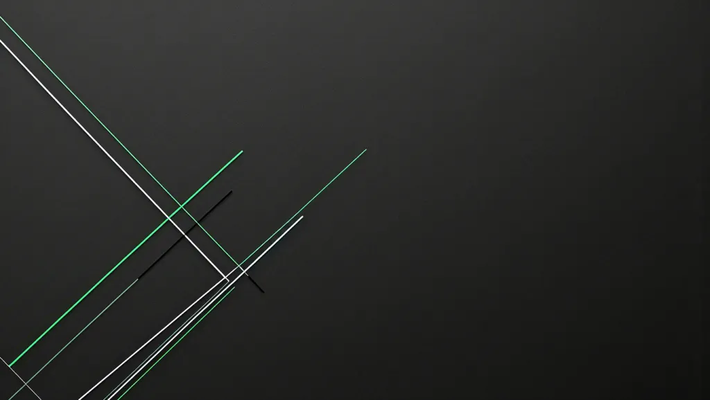 Abstract dark background with thin green neon intersecting diagonal lines.
