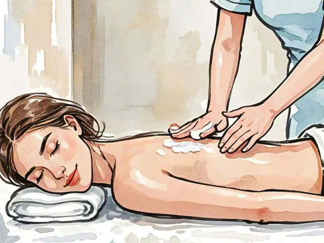 Therapist massaging a woman’s back in a professional spa environment.